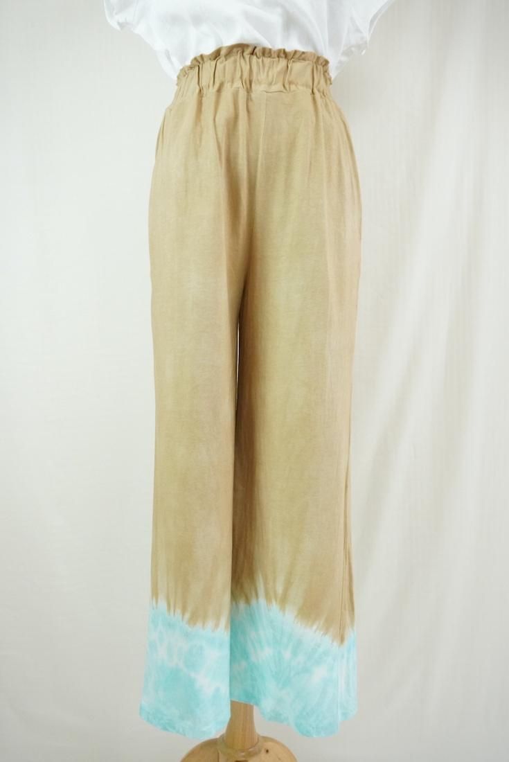 Cotton Relax Pants  Hazelnuts x Turquoise 