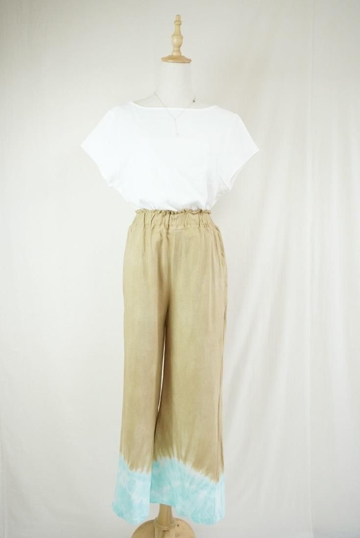 Cotton Relax Pants  Hazelnuts x Turquoise 