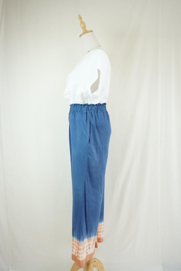 Cotton Relax Pants  Navy x Terracotta 
