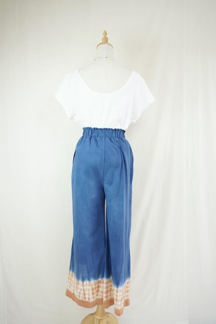 Cotton Relax Pants  Navy x Terracotta 