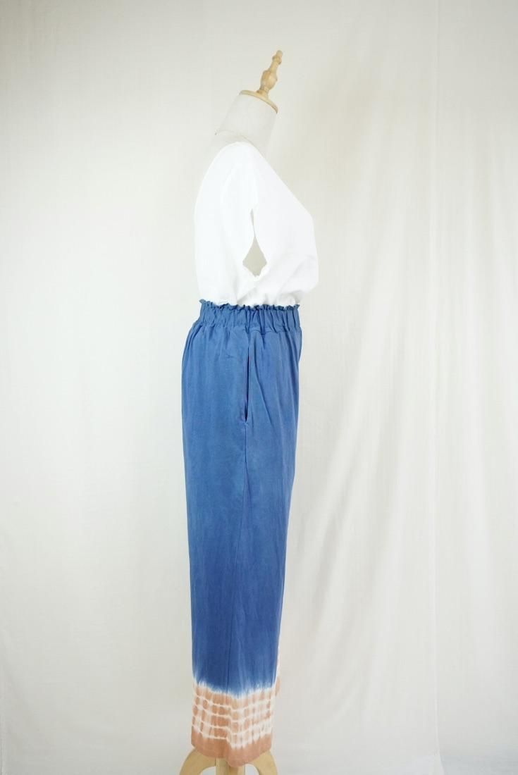 Cotton Relax Pants  Navy x Terracotta 