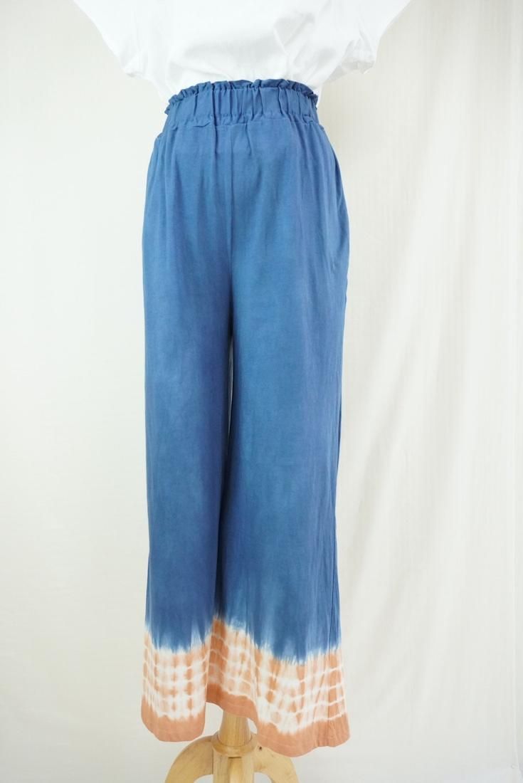 Cotton Relax Pants  Navy x Terracotta 
