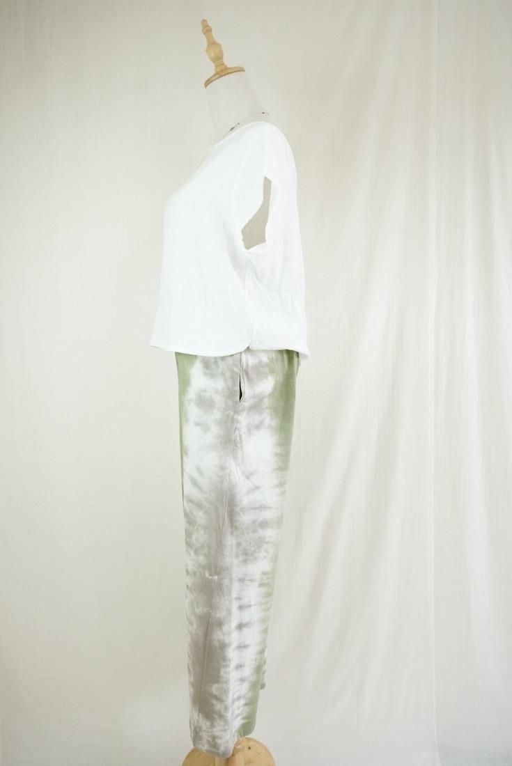 Cotton Relax Pants  Greentea x Taupe 