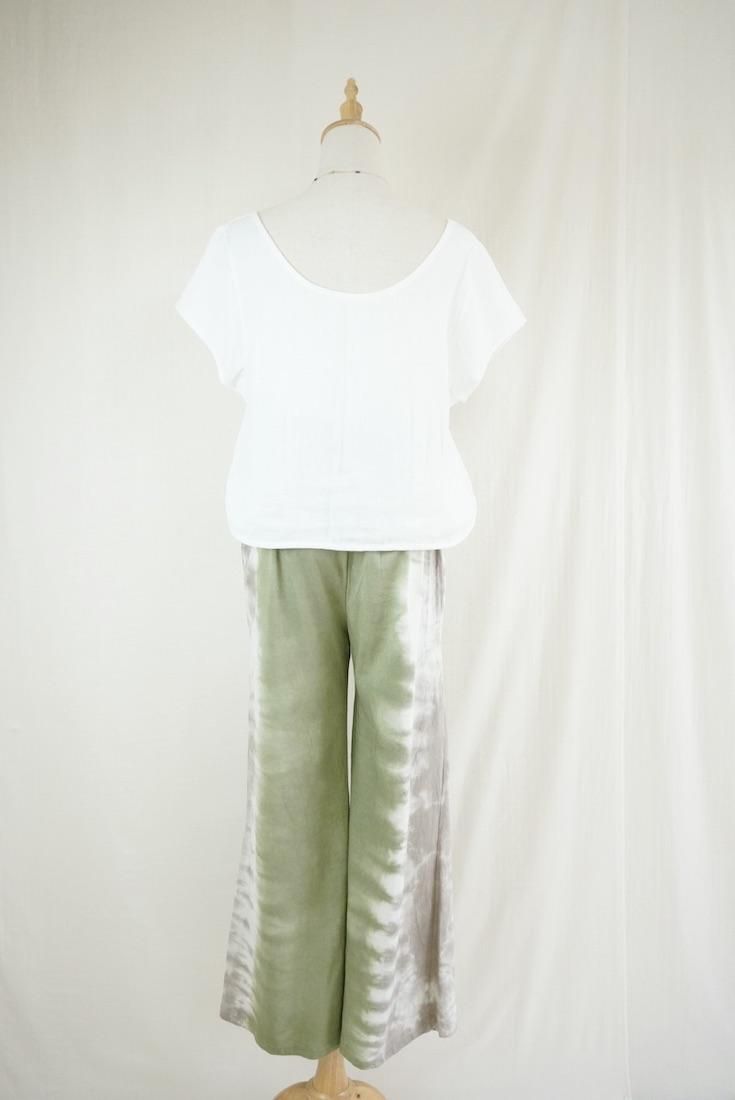 Cotton Relax Pants  Greentea x Taupe 