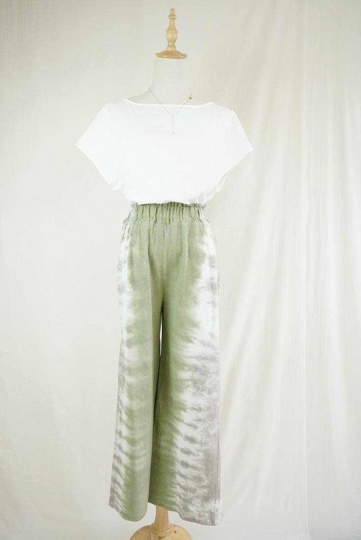 Cotton Relax Pants  Greentea x Taupe 