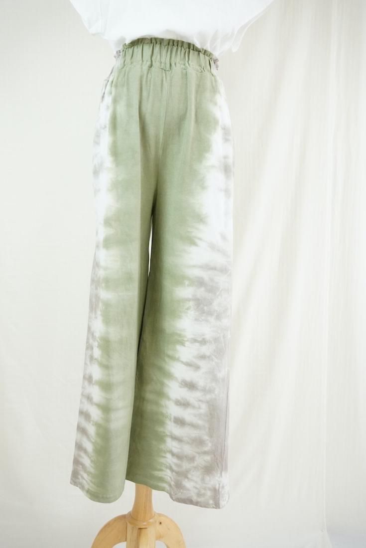 Cotton Relax Pants  Greentea x Taupe 