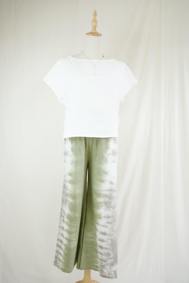 Cotton Relax Pants  Greentea x Taupe 