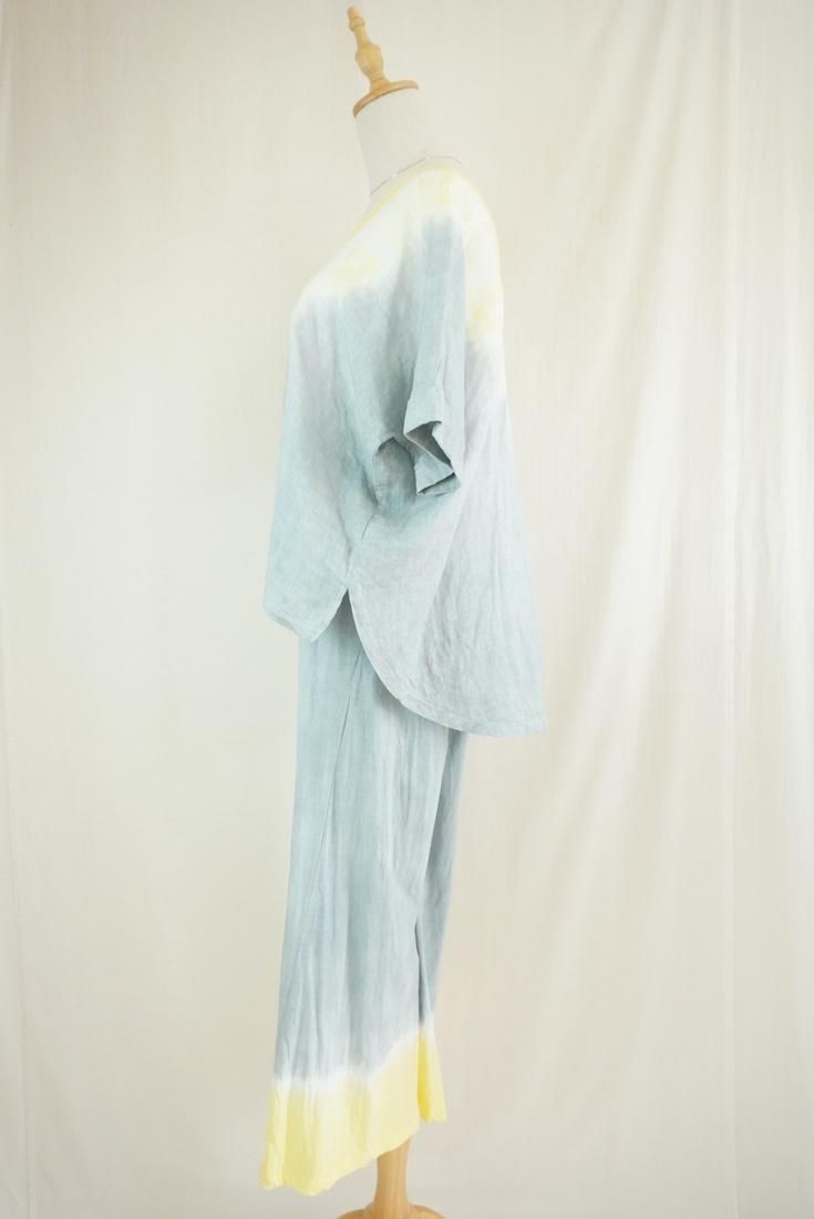 Cotton Relax Pants  Lightgray x Lemon 