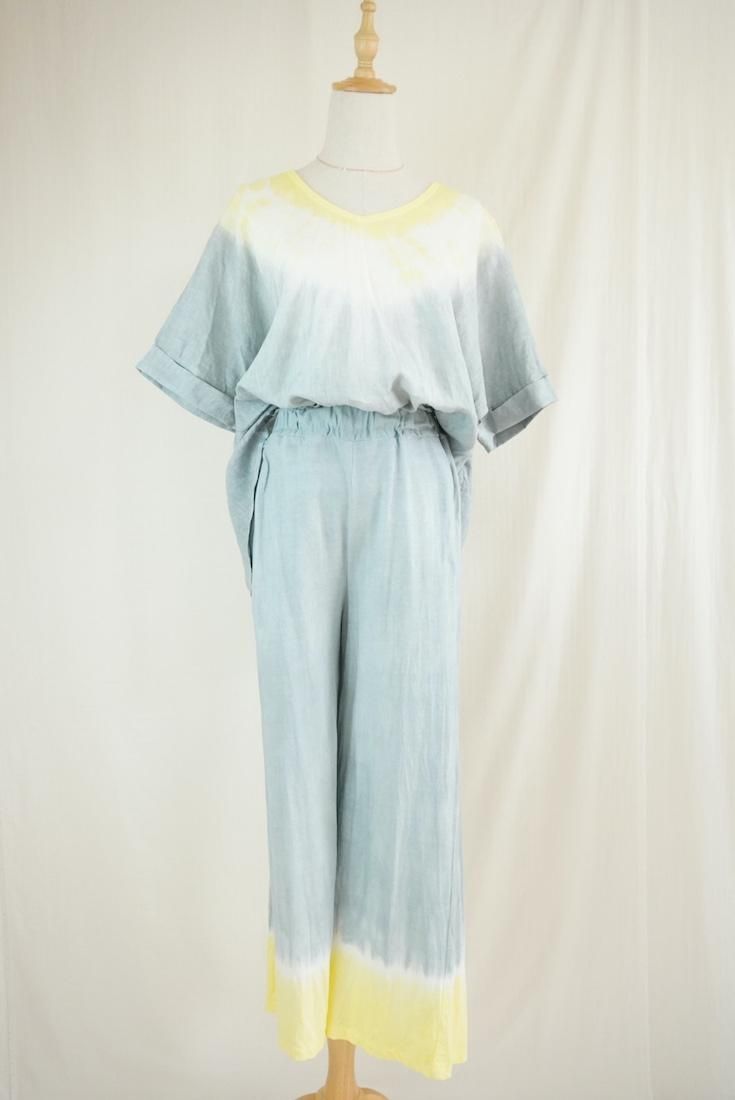 Cotton Relax Pants  Lightgray x Lemon 