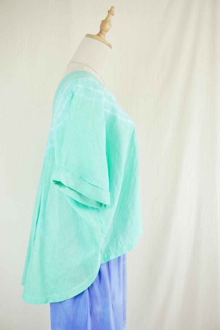 French Linen Relax Top “ Emerald ”
