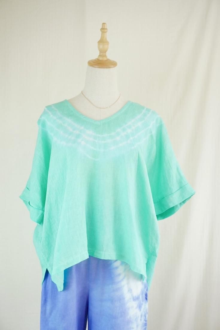 French Linen Relax Top  Emerald 