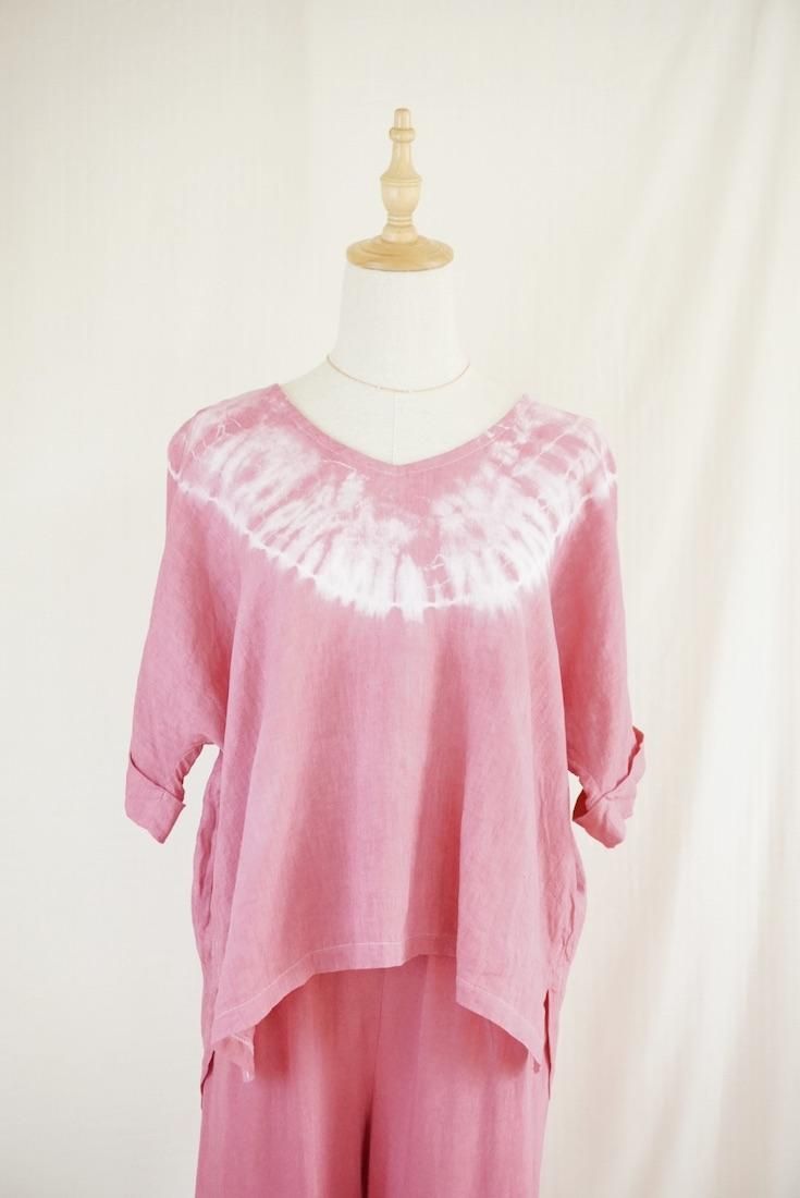 French Linen Relax Top  Bougainvillea 