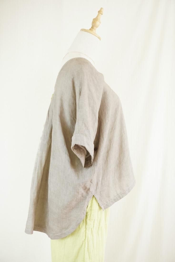 French Linen Relax Top  Taupe x Ginkgo 