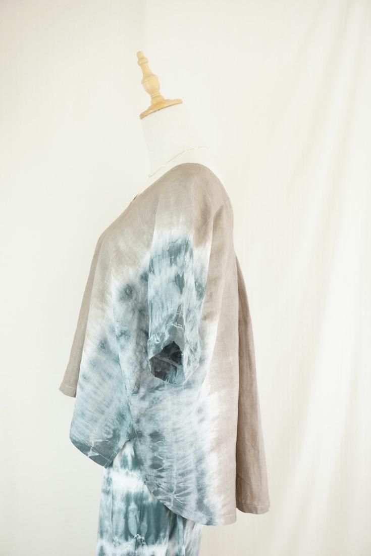 French Linen Relax Top  Taupe x Black 