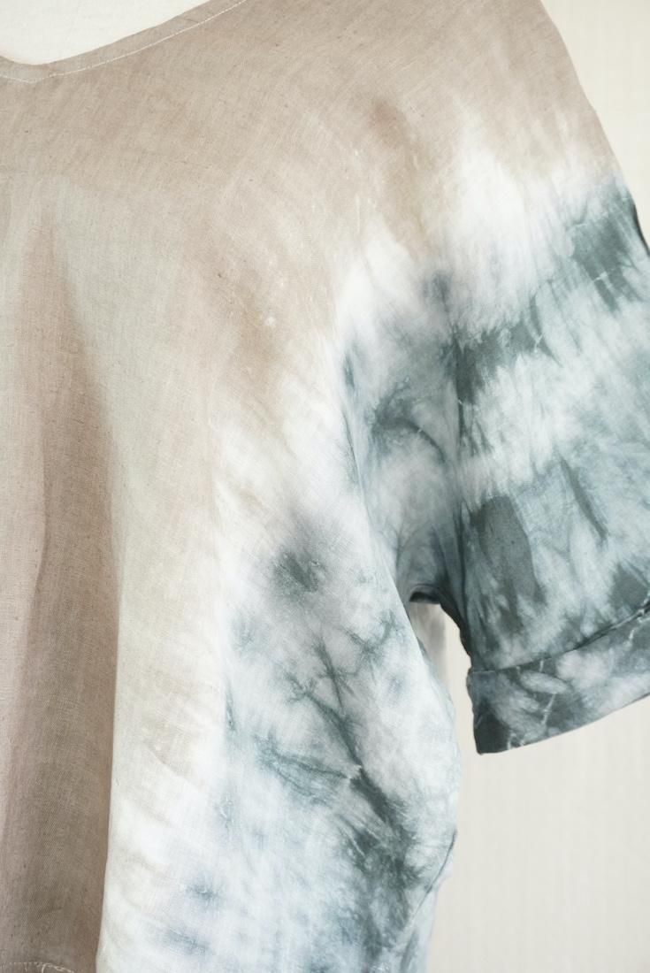 French Linen Relax Top  Taupe x Black 