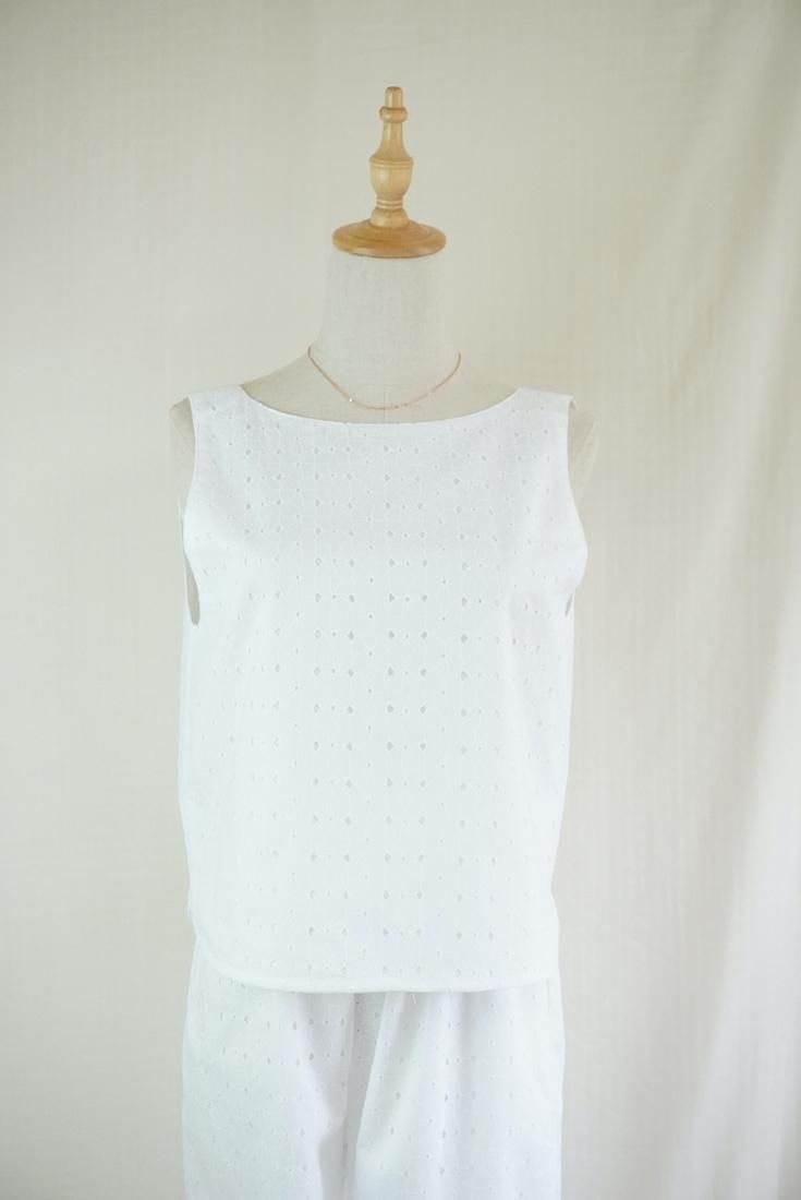 Lace Back Open Tank  White 