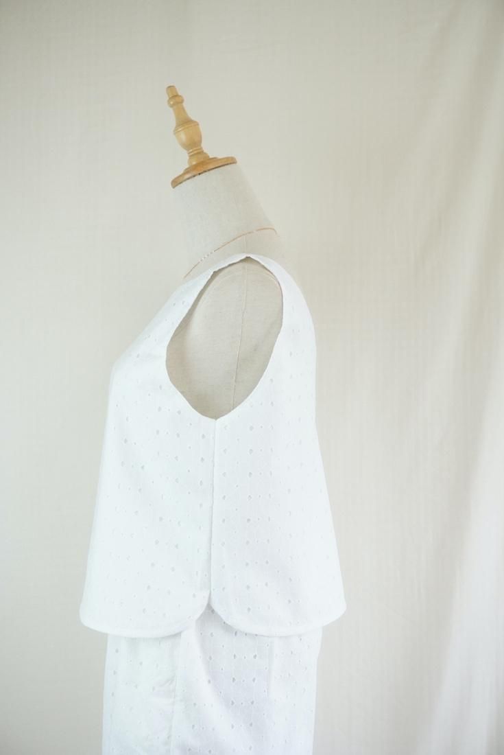 Lace Back Open Tank  White 