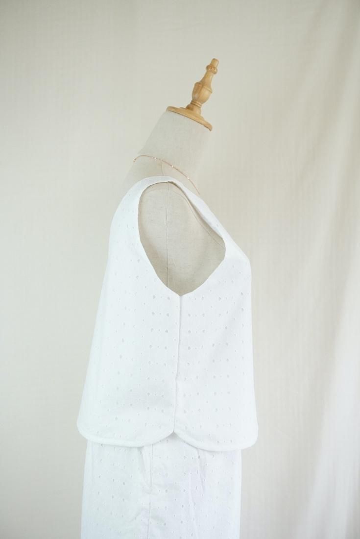 Lace Back Open Tank  White 