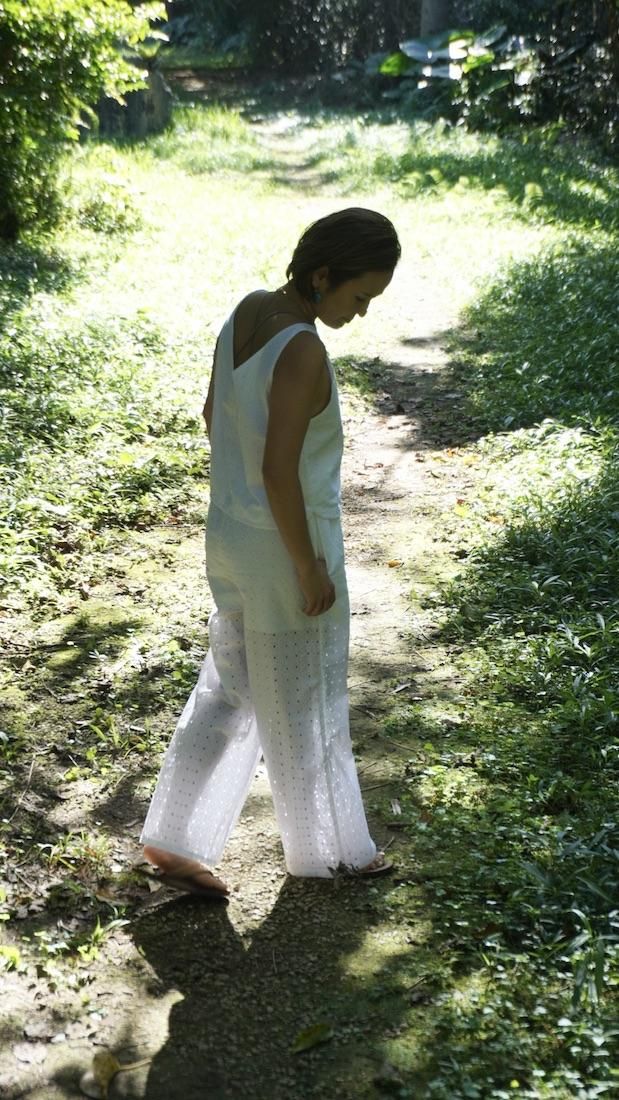 Lace Back Open Tank  White 
