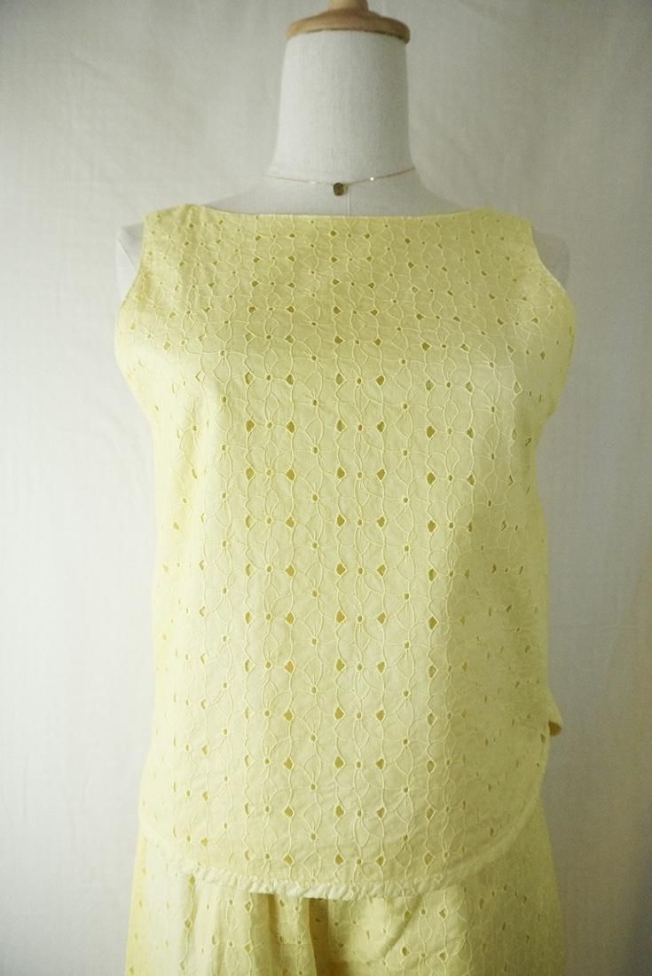 Lace Back Open Tank  Lemon