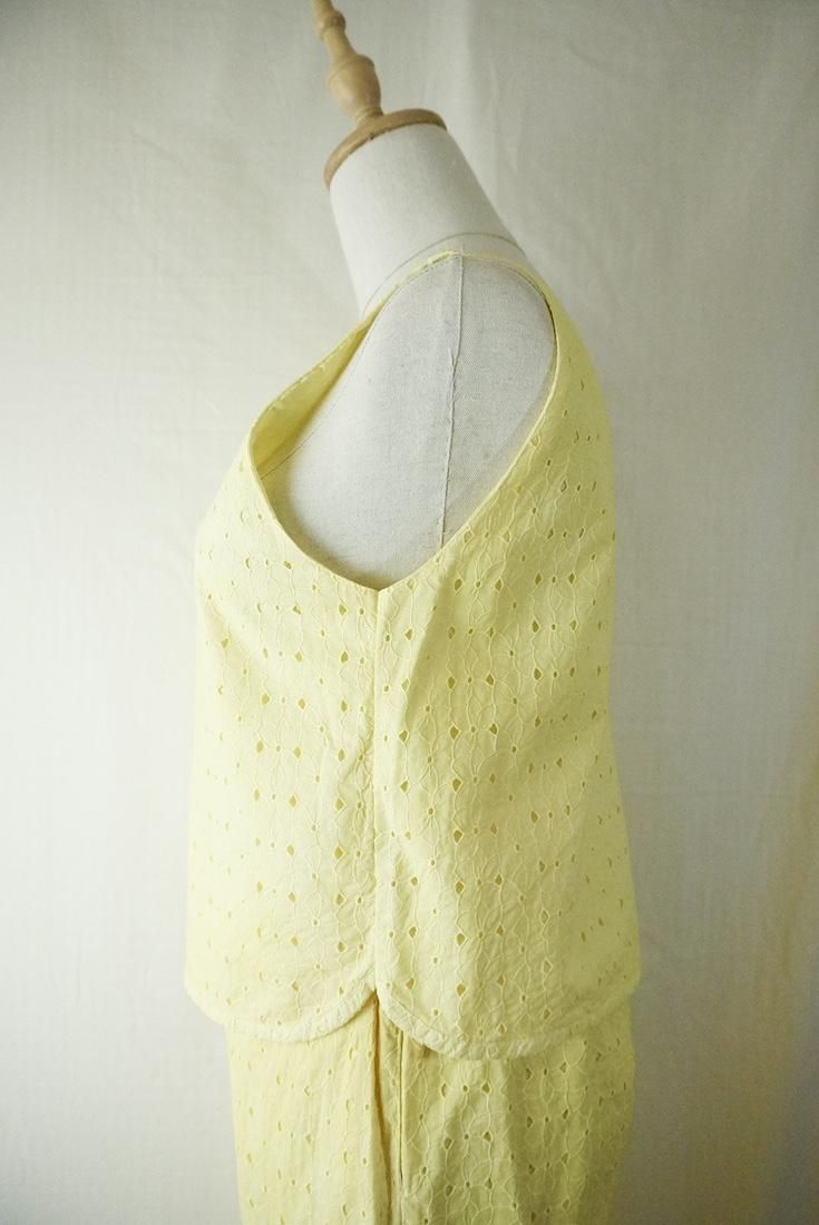 Lace Back Open Tank  Lemon
