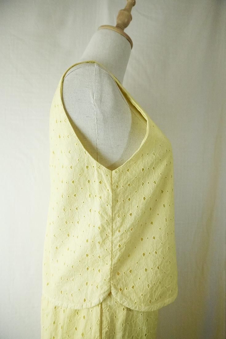 Lace Back Open Tank  Lemon