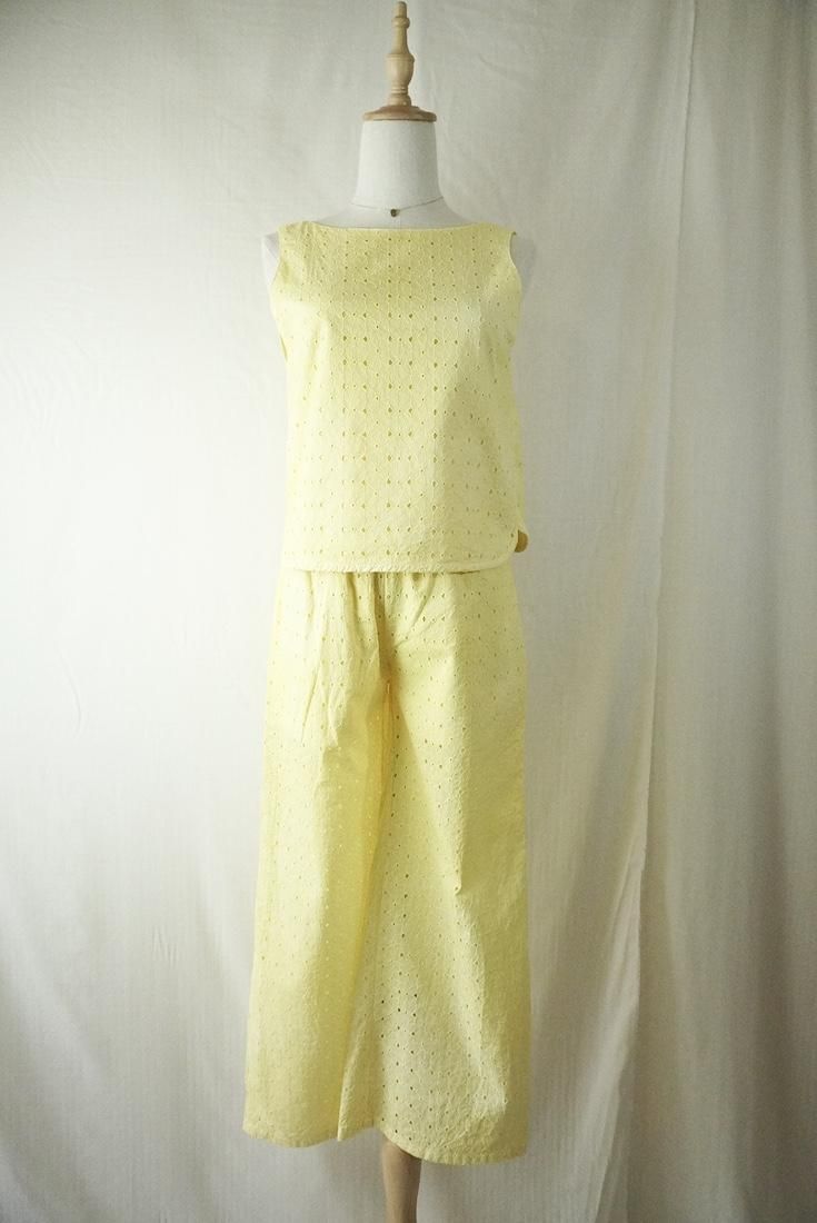 Lace Back Open Tank  Lemon