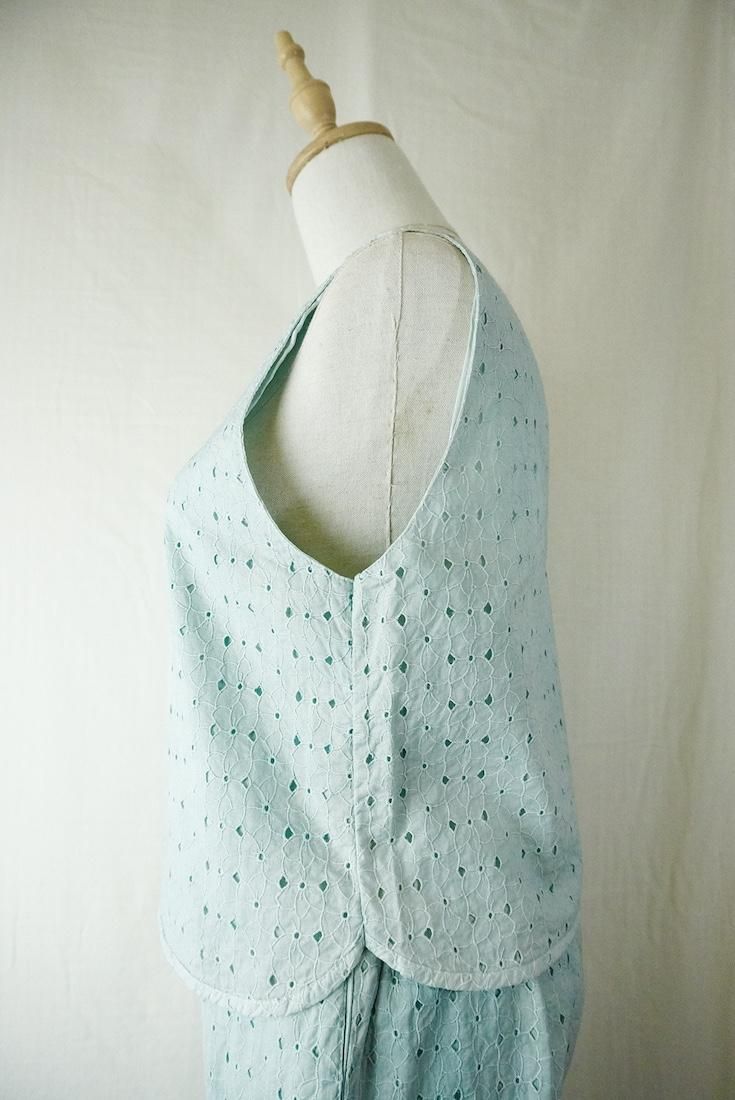 Lace Back Open Tank  Sage 