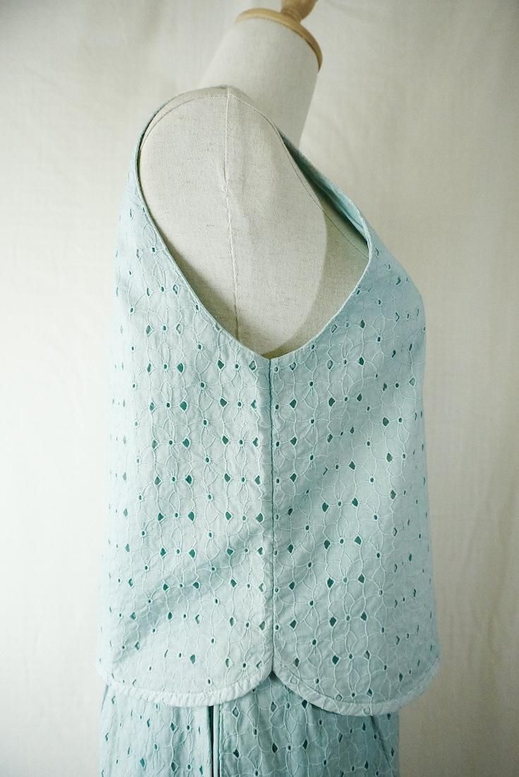 Lace Back Open Tank  Sage 