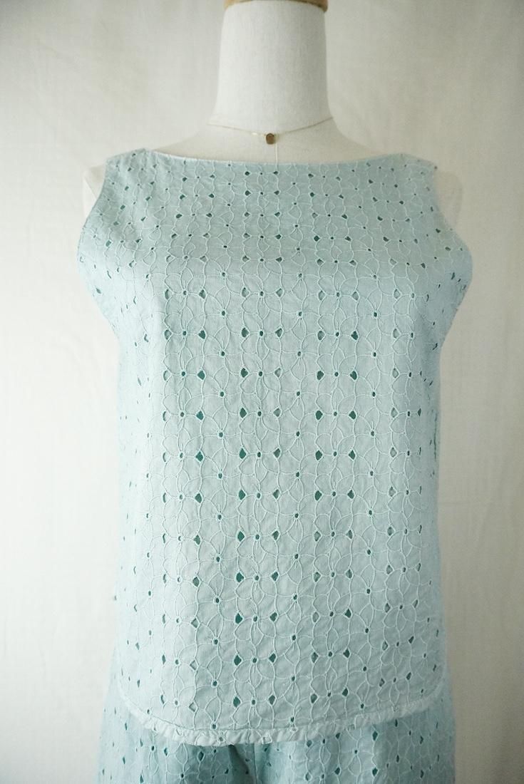 Lace Back Open Tank  Sage 