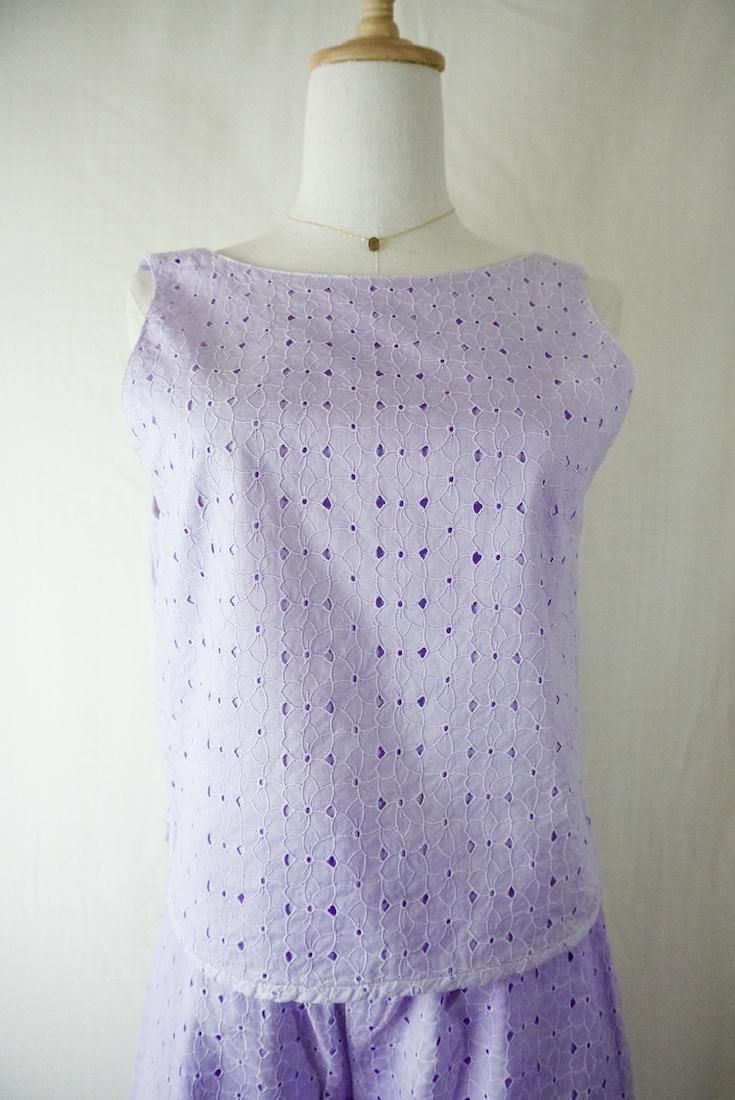 Lace Back Open Tank  Lilac 