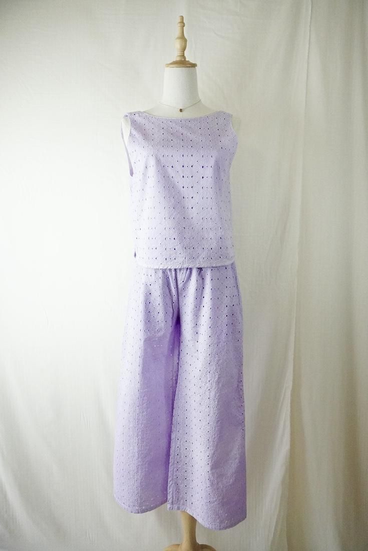 Lace Back Open Tank  Lilac 