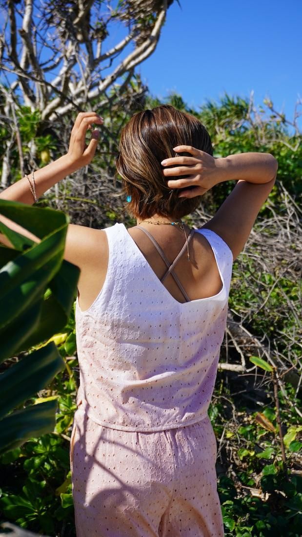 Lace Back Open Tank  Lilac 