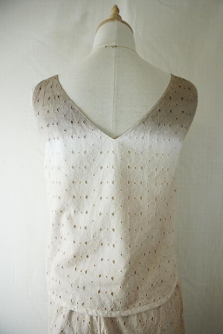 Lace Back Open Tank  Sandybeach x Greige 