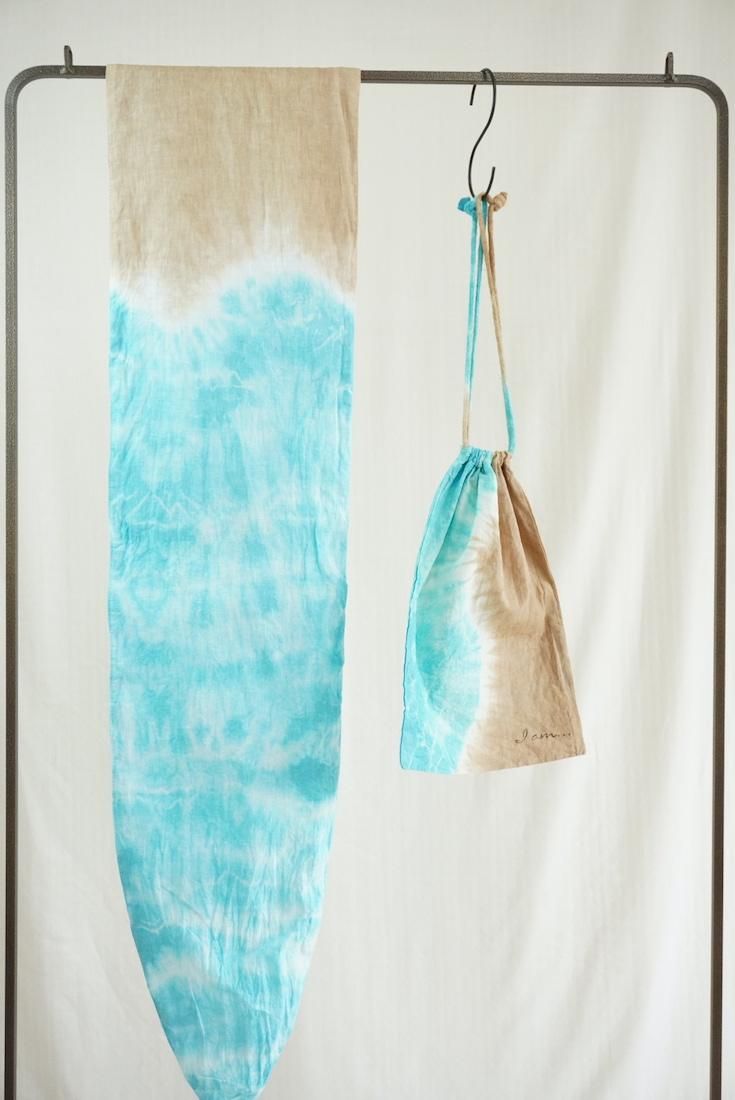 French Linen & Ribbon  Hazelnuts x Blue Turquoise 