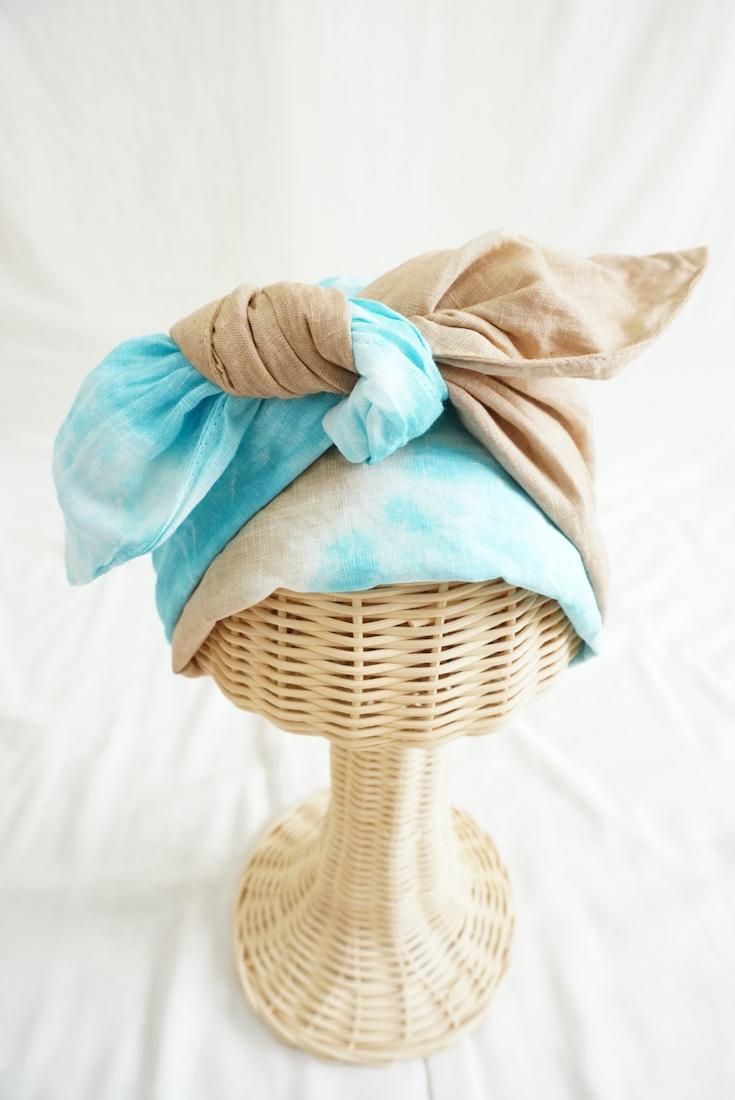 French Linen & Ribbon  Hazelnuts x Blue Turquoise 