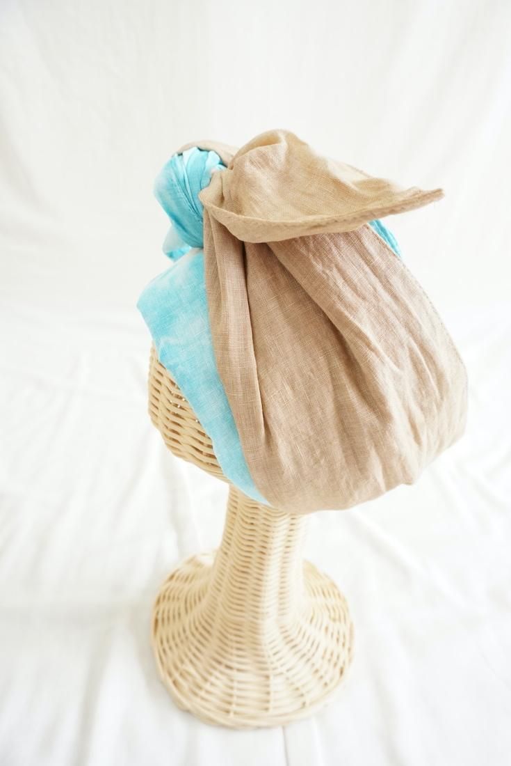French Linen & Ribbon  Hazelnuts x Blue Turquoise 