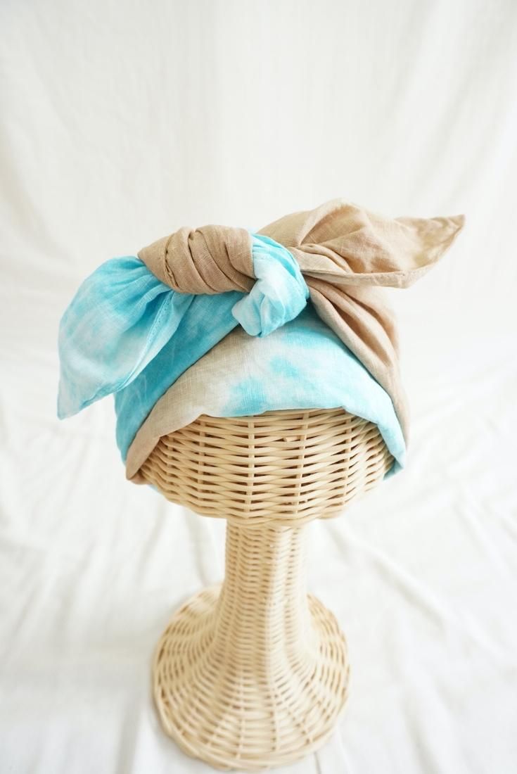French Linen & Ribbon  Hazelnuts x Blue Turquoise 