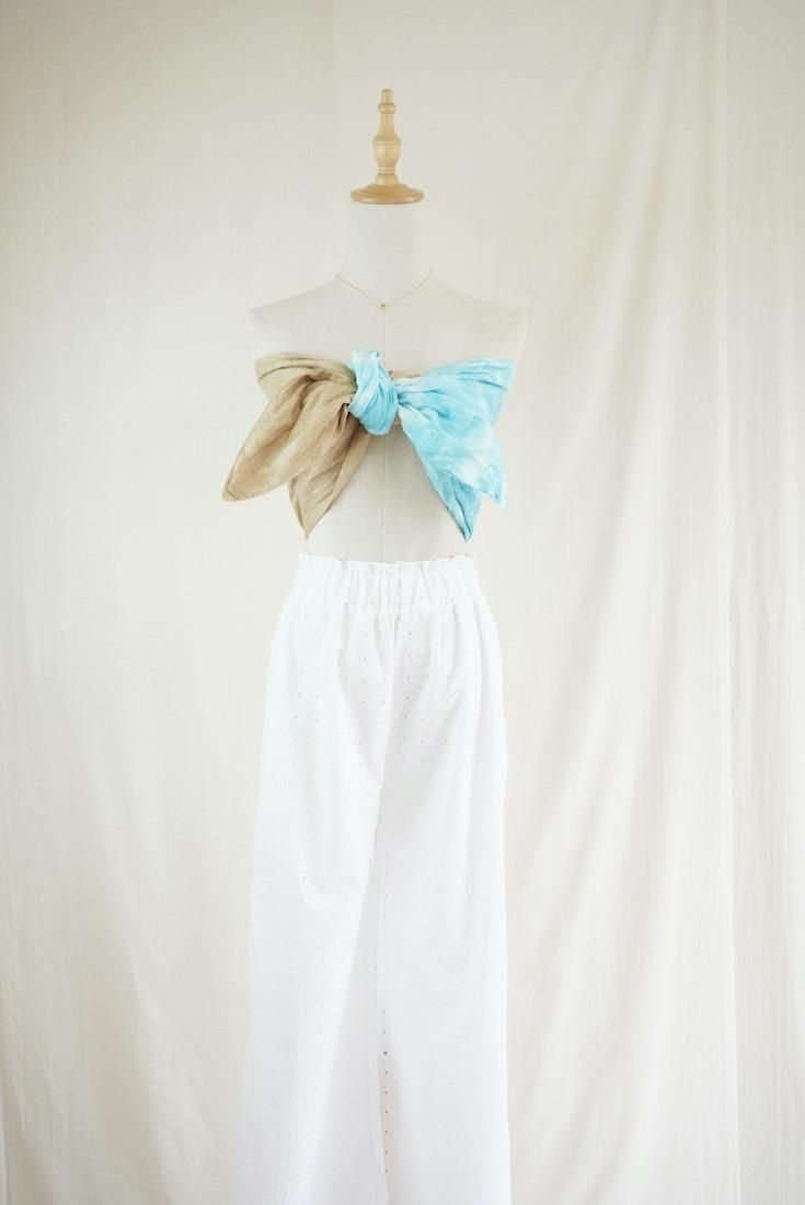 French Linen & Ribbon  Hazelnuts x Blue Turquoise 