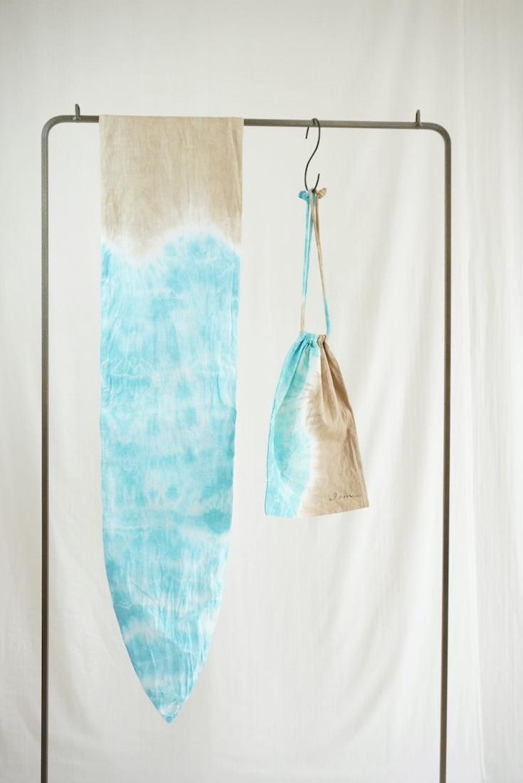 French Linen & Ribbon  Hazelnuts x Blue Turquoise 