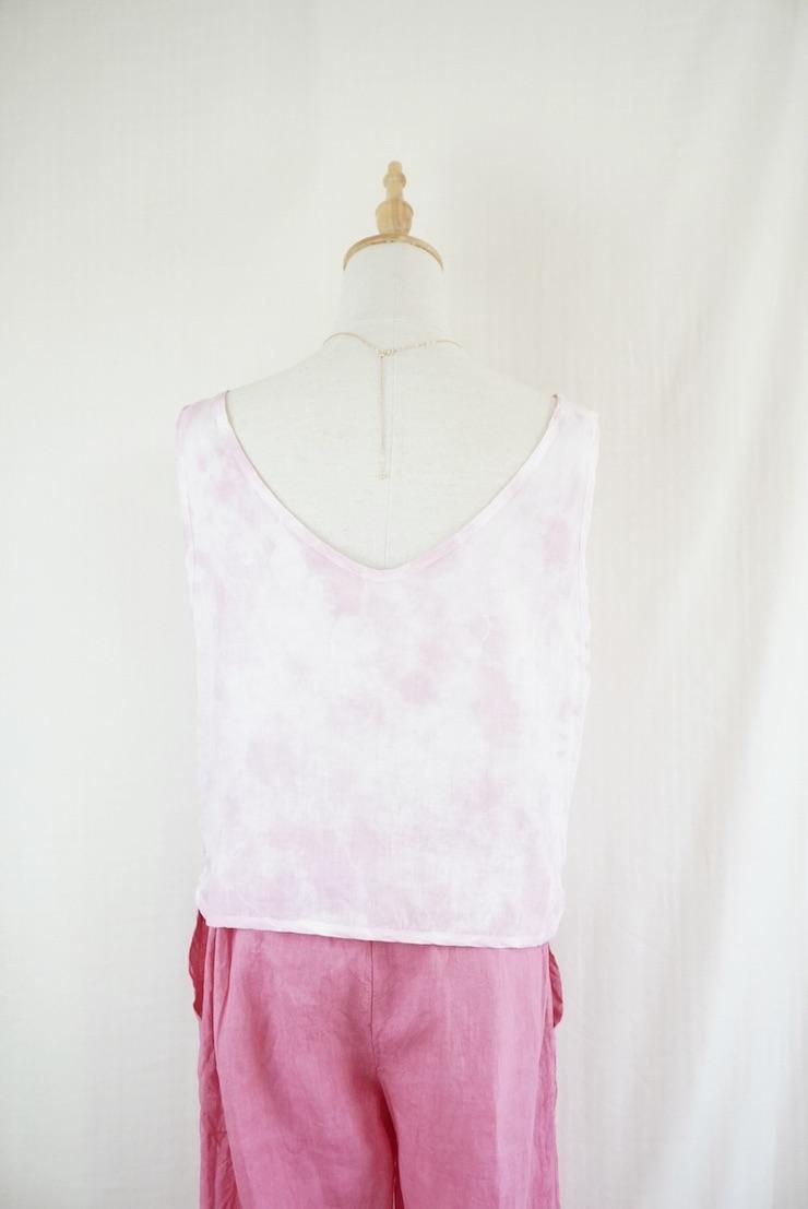 French Linen Back Open Tank Cherry Blossoms 