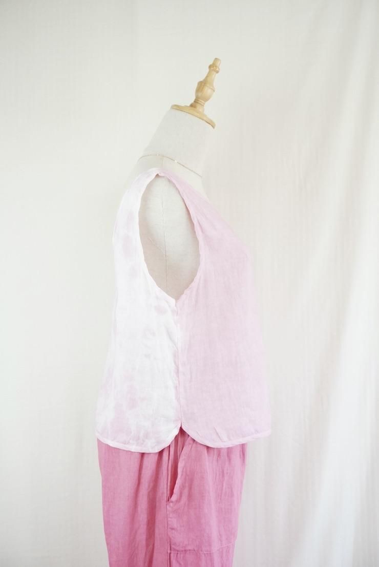 French Linen Back Open Tank Cherry Blossoms 