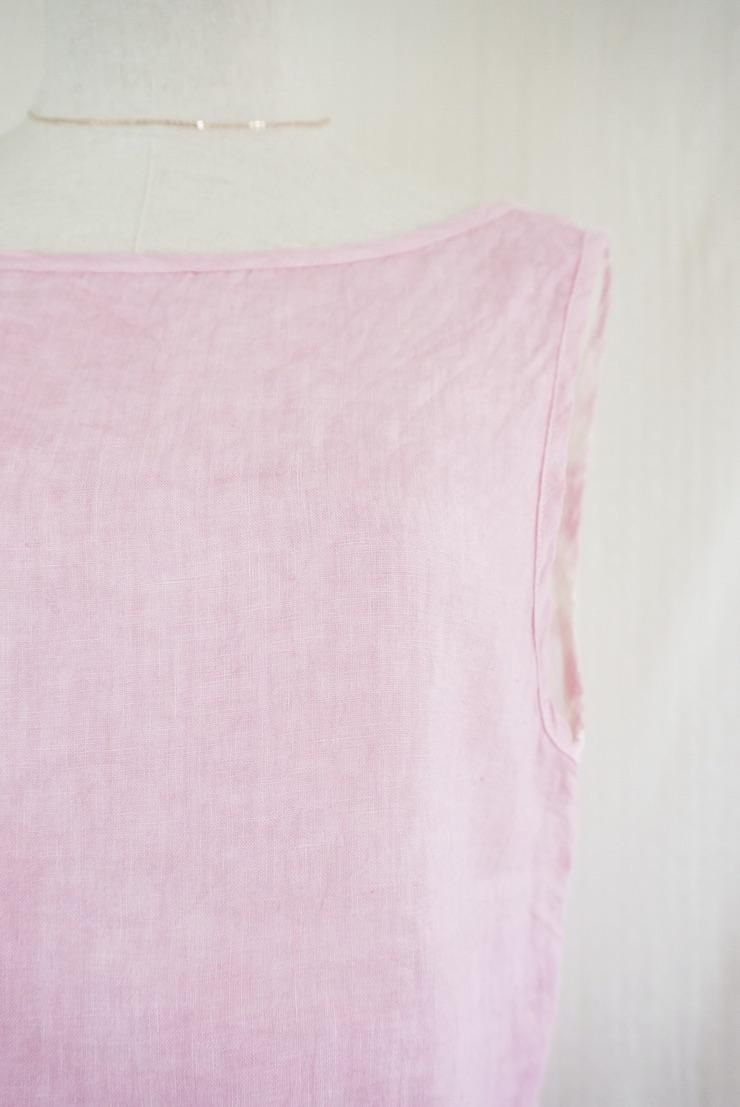 French Linen Back Open Tank Cherry Blossoms 