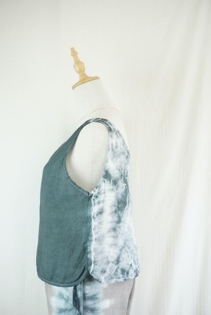 French Linen Back Open Tank Black 