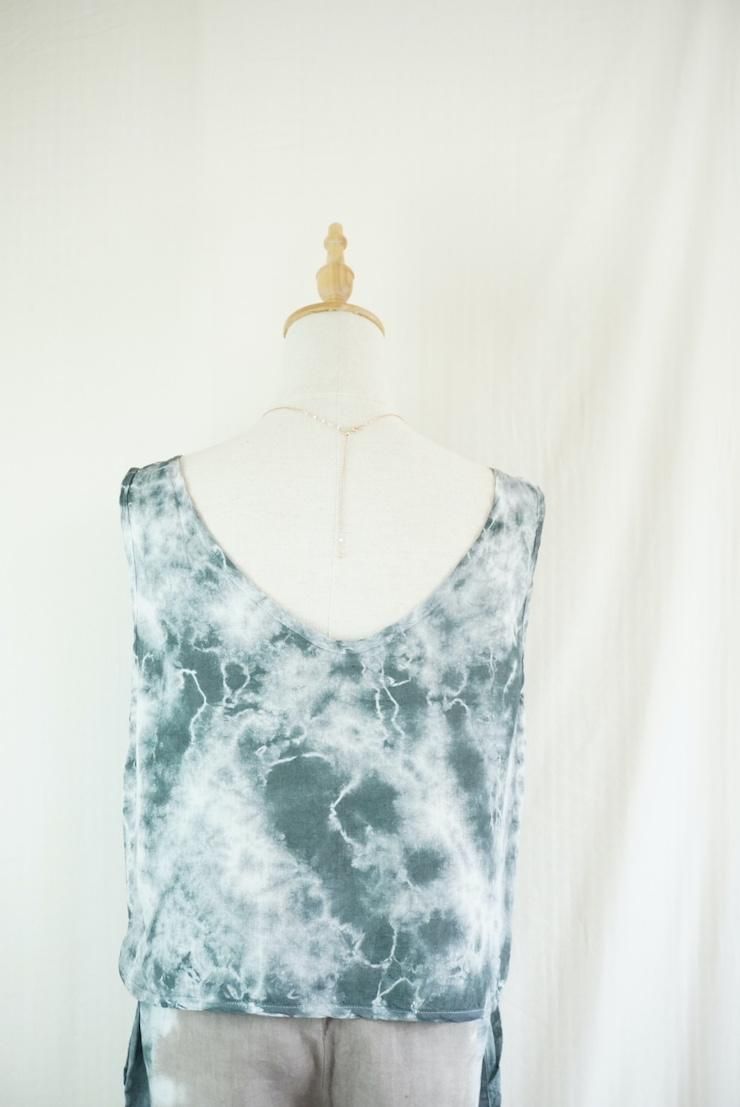 French Linen Back Open Tank Black 