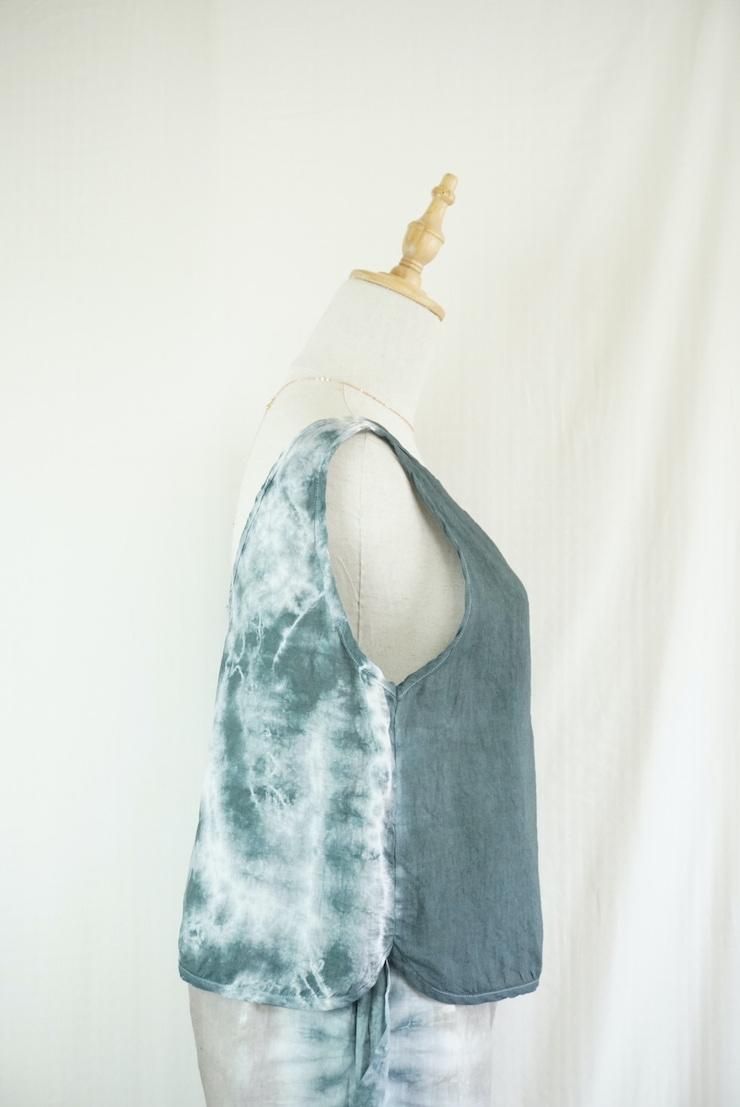 French Linen Back Open Tank Black 