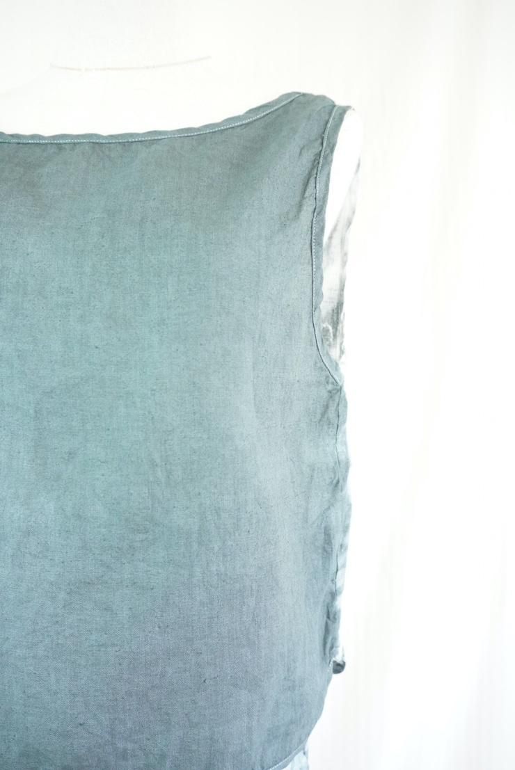 French Linen Back Open Tank Black 