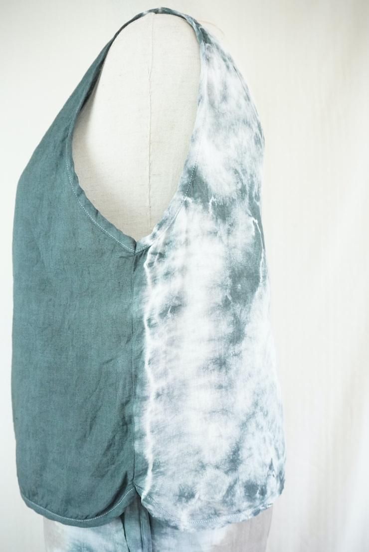 French Linen Back Open Tank Black 