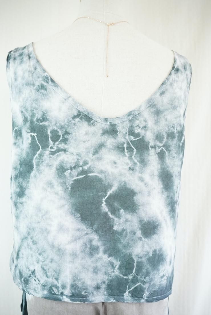 French Linen Back Open Tank Black 