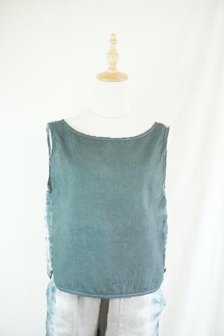 French Linen Back Open Tank Black 
